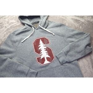 Stanford University Cardinal Gray Pullover Hoodie Sweatshirt Men's L Retro Brand